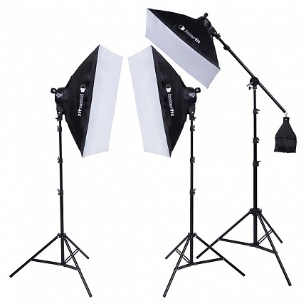 F5 3-Head Fluorescent Lighting Kit with Boom Arm image