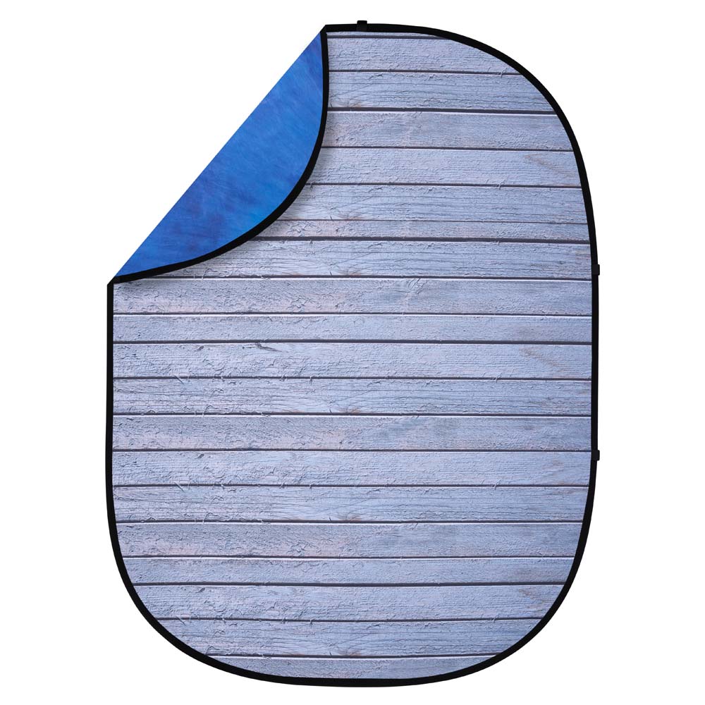 Studio Essentials Gray Pine / Blue Muslin Pop-up Reversible Background photo
