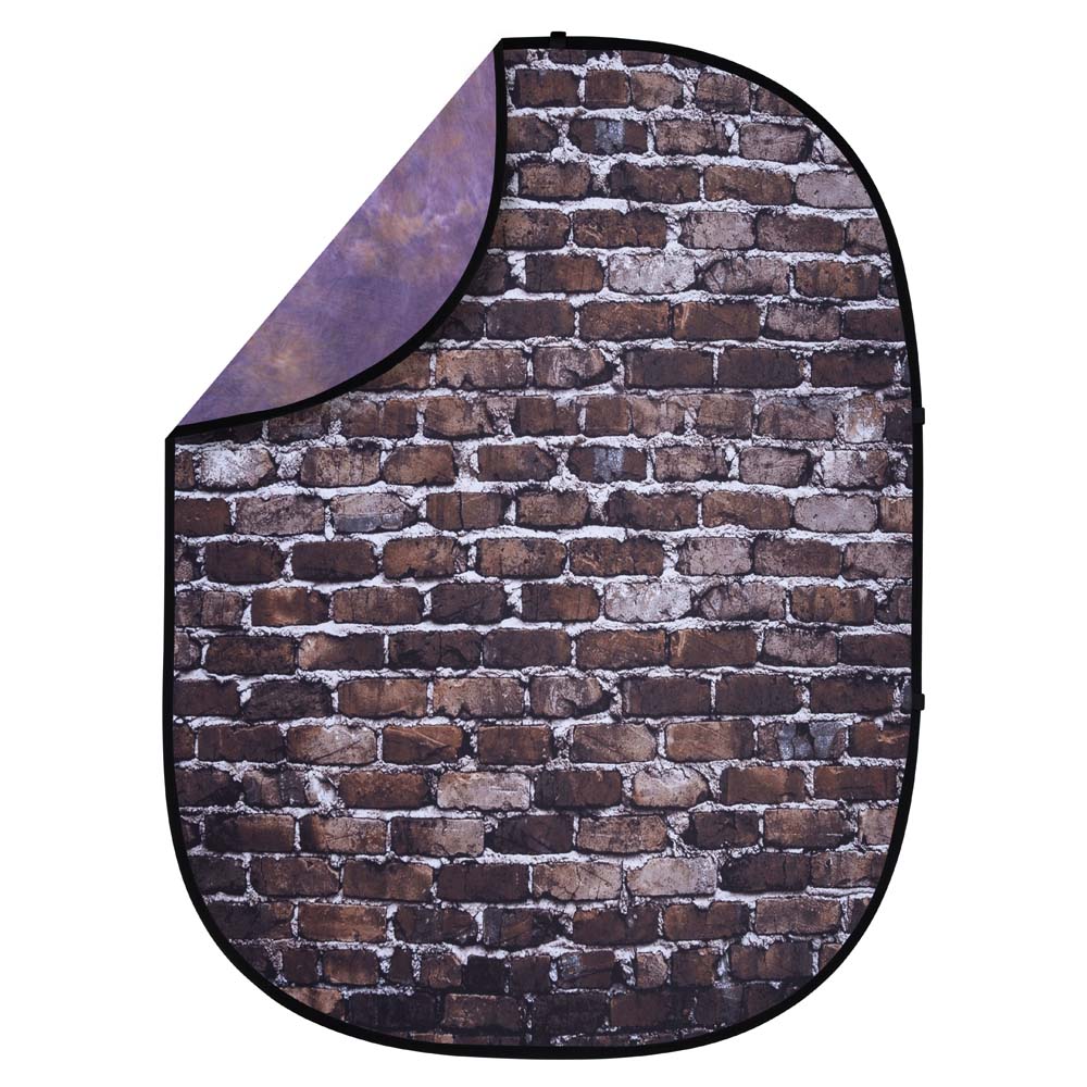 Studio Essentials Back-Alley Brick / Purple Muslin Pop-up Reversible Background photo
