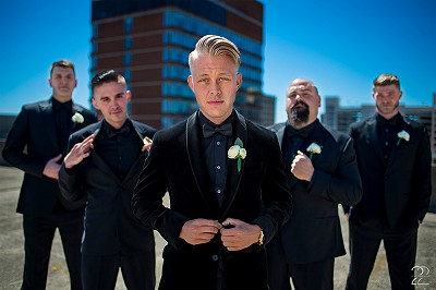 Rooftop groomsmen