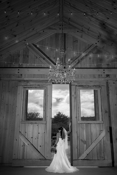 Barn doors bride shot