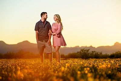 Wedding couple in a field